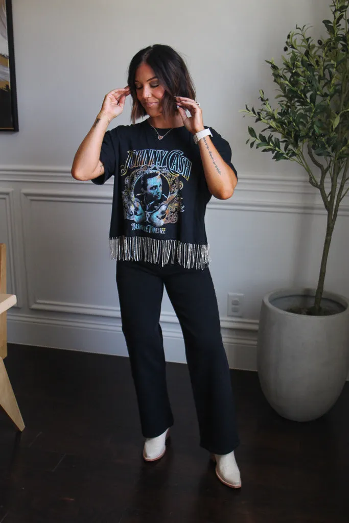 Johnny Cash Rhinestone Fringe Tee