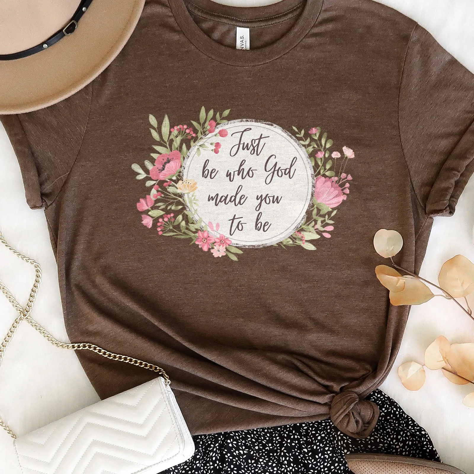 Just Be Who God Made You To Be Watercolor Floral Tee