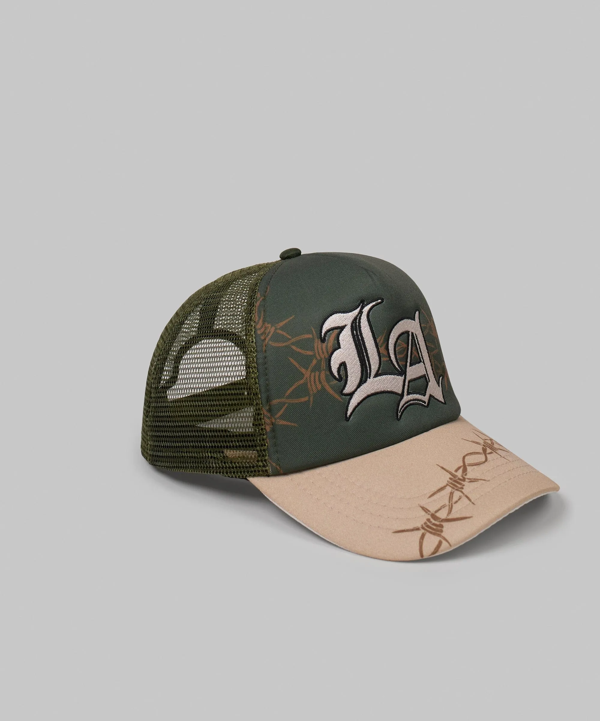 LA Embroidery Trucker Hat - Olive Green