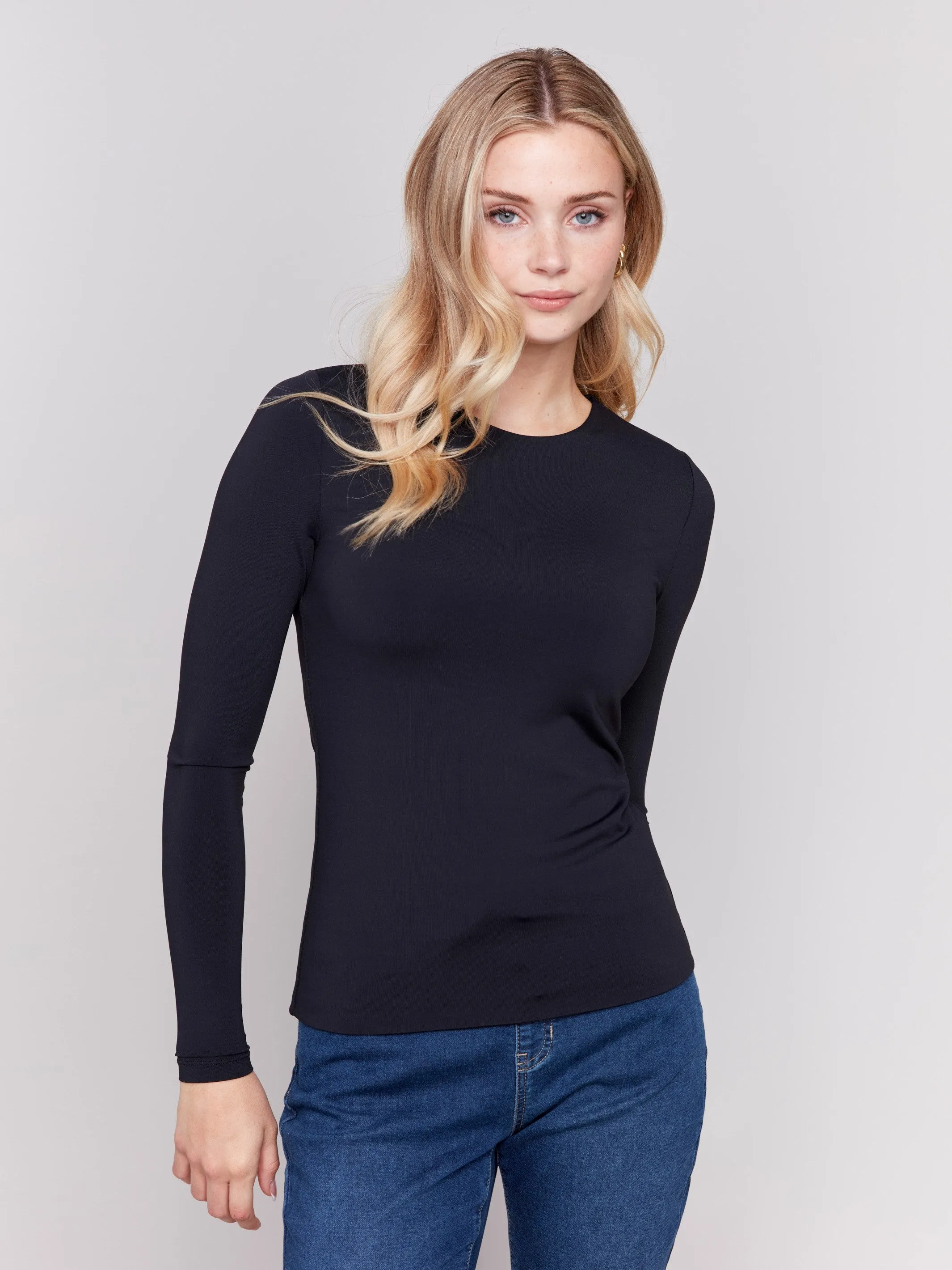 Long Sleeve Super Stretch Top - Black