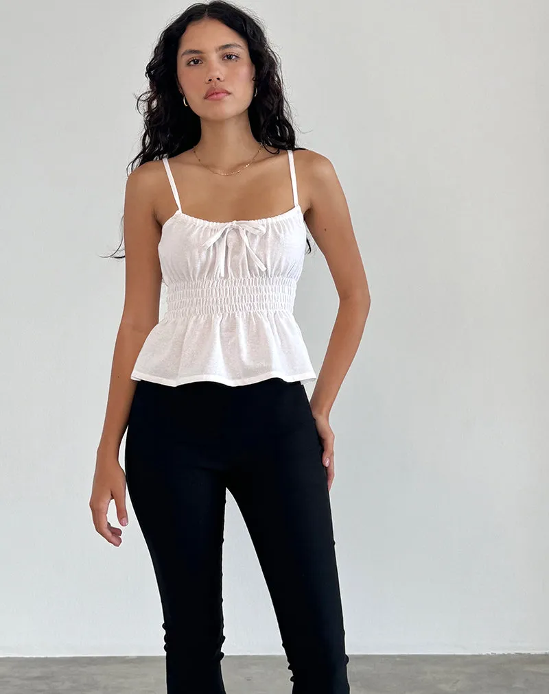 Lyncia Tie Front Cami Top in Off White