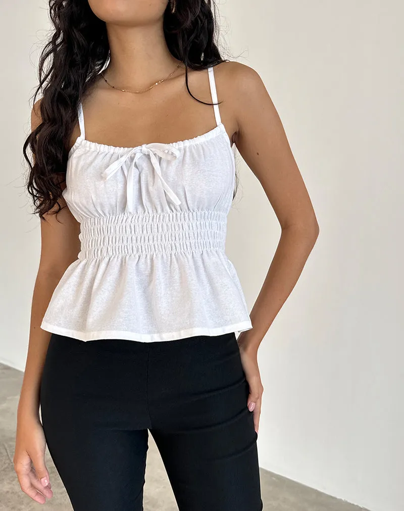 Lyncia Tie Front Cami Top in Off White