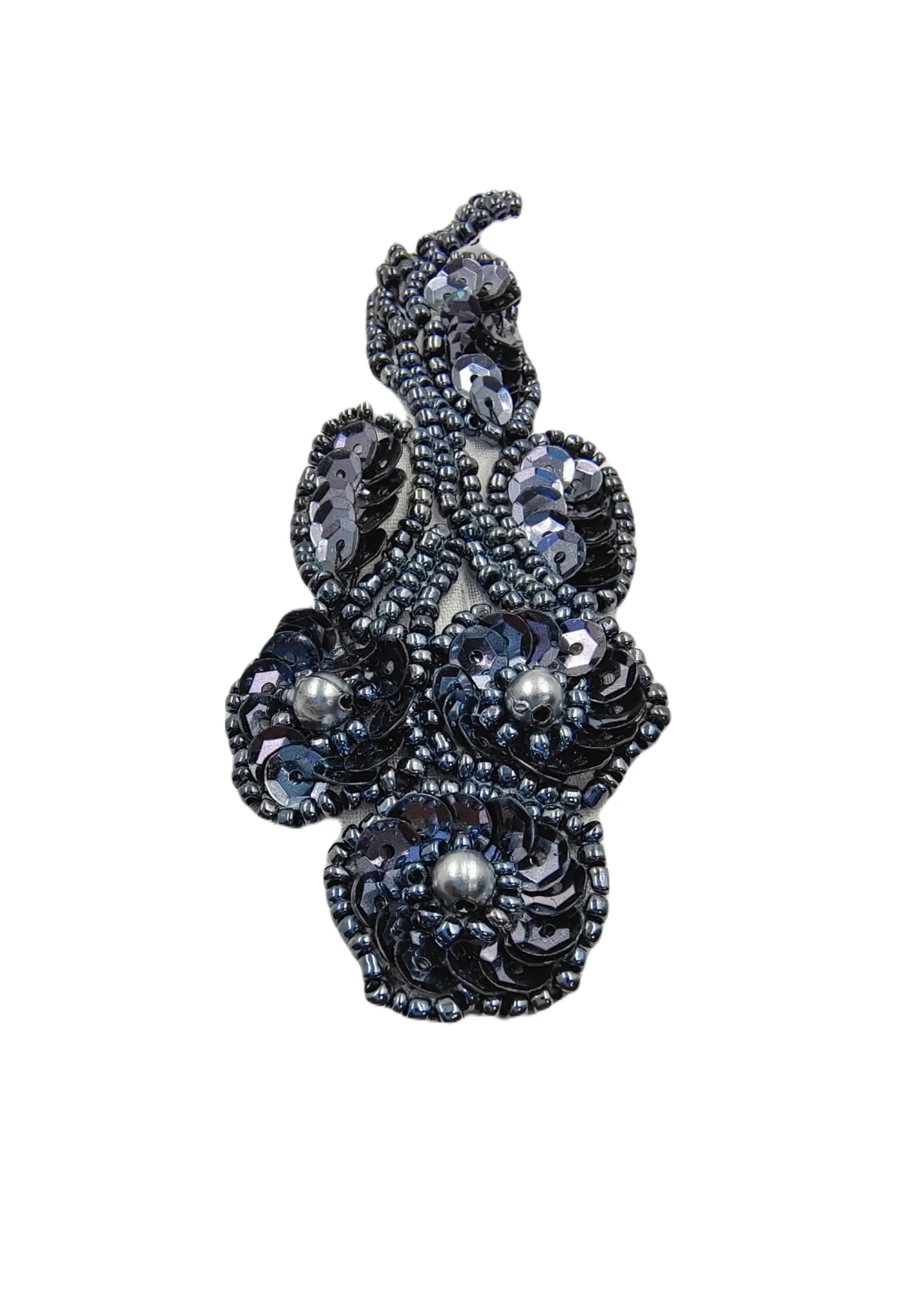 Metallic Blue Beaded Sequins Sewable Patch