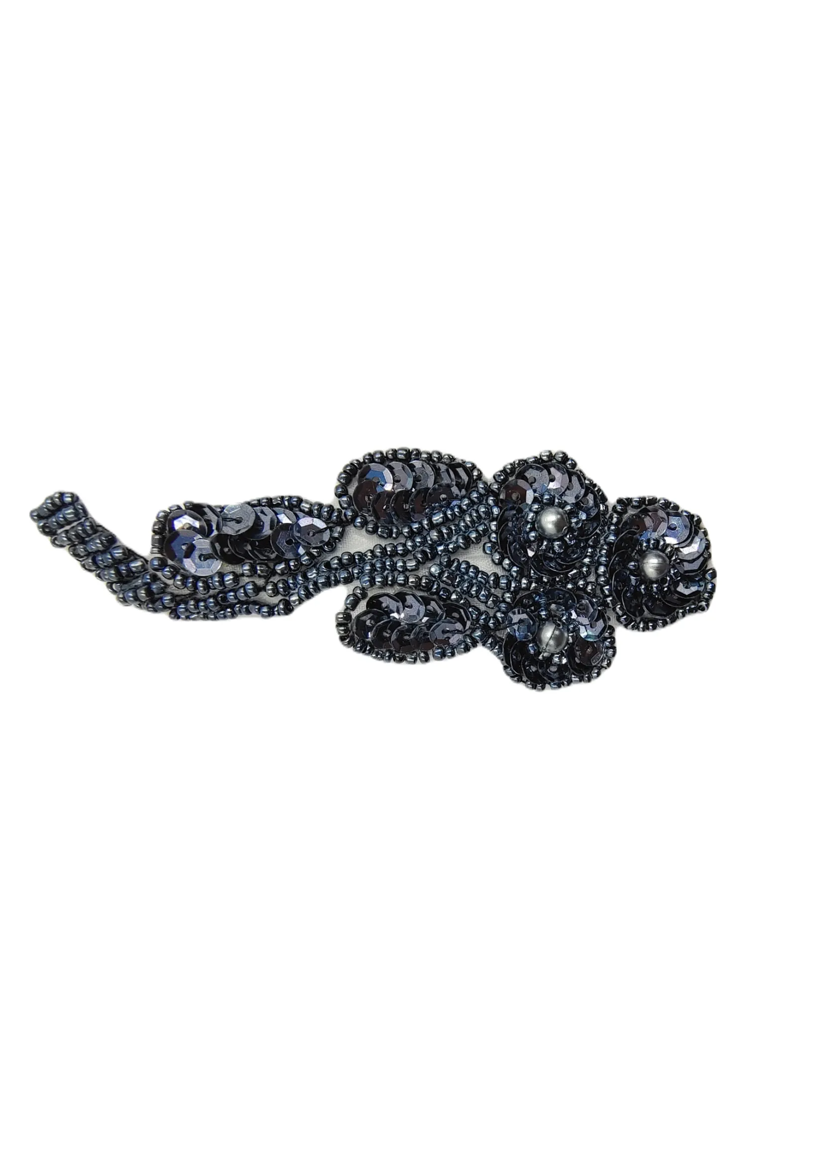 Metallic Blue Beaded Sequins Sewable Patch