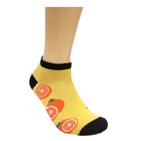 Orange Slices on a Mustard Yellow Ankle Socks (Adult Medium - Women's Shoe Sizes 5-10)