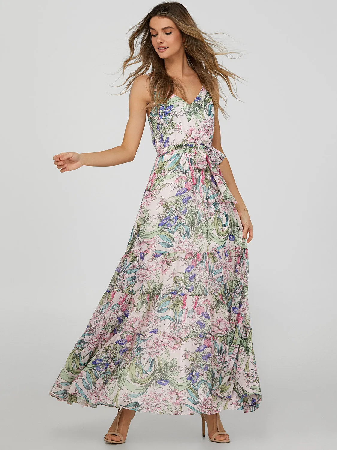 Printed 3-Tier Maxi Dress