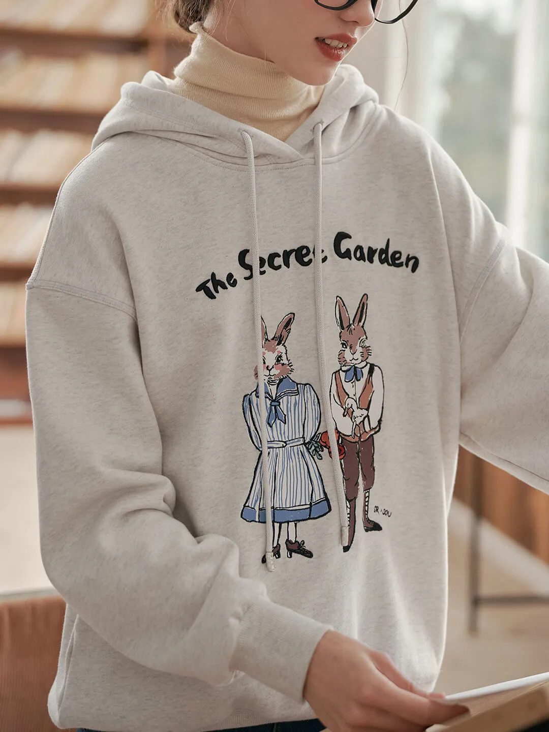 Rabbit Embroidered Hoodie