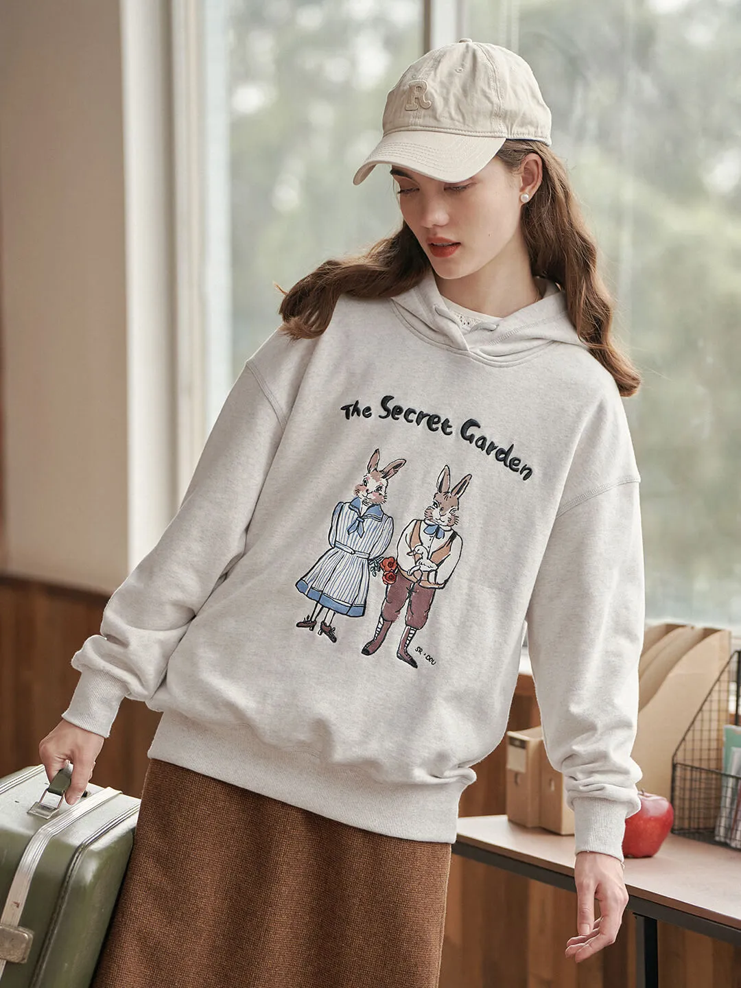 Rabbit Embroidered Hoodie