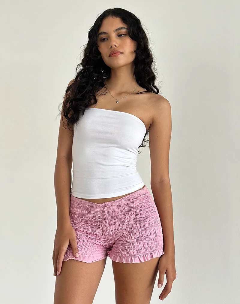 Ritala Shirred Micro Shorts in Flamingo Pink