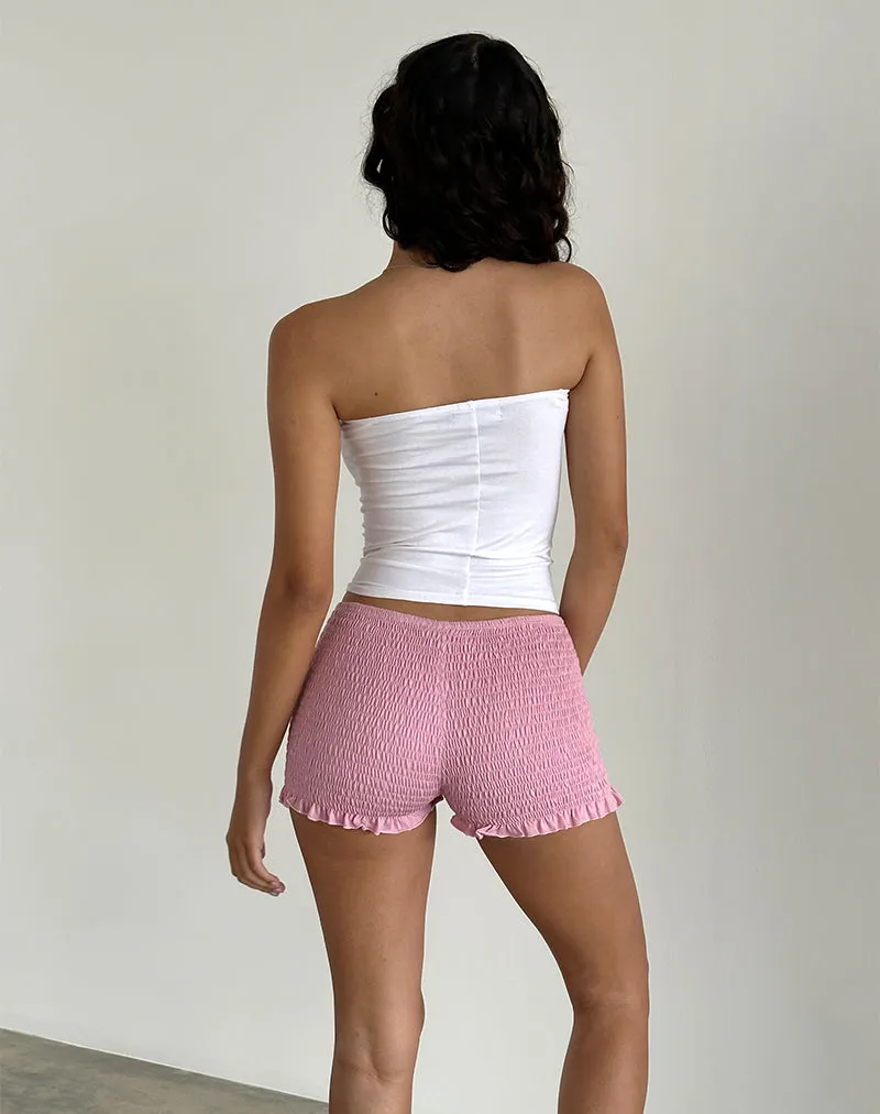 Ritala Shirred Micro Shorts in Flamingo Pink