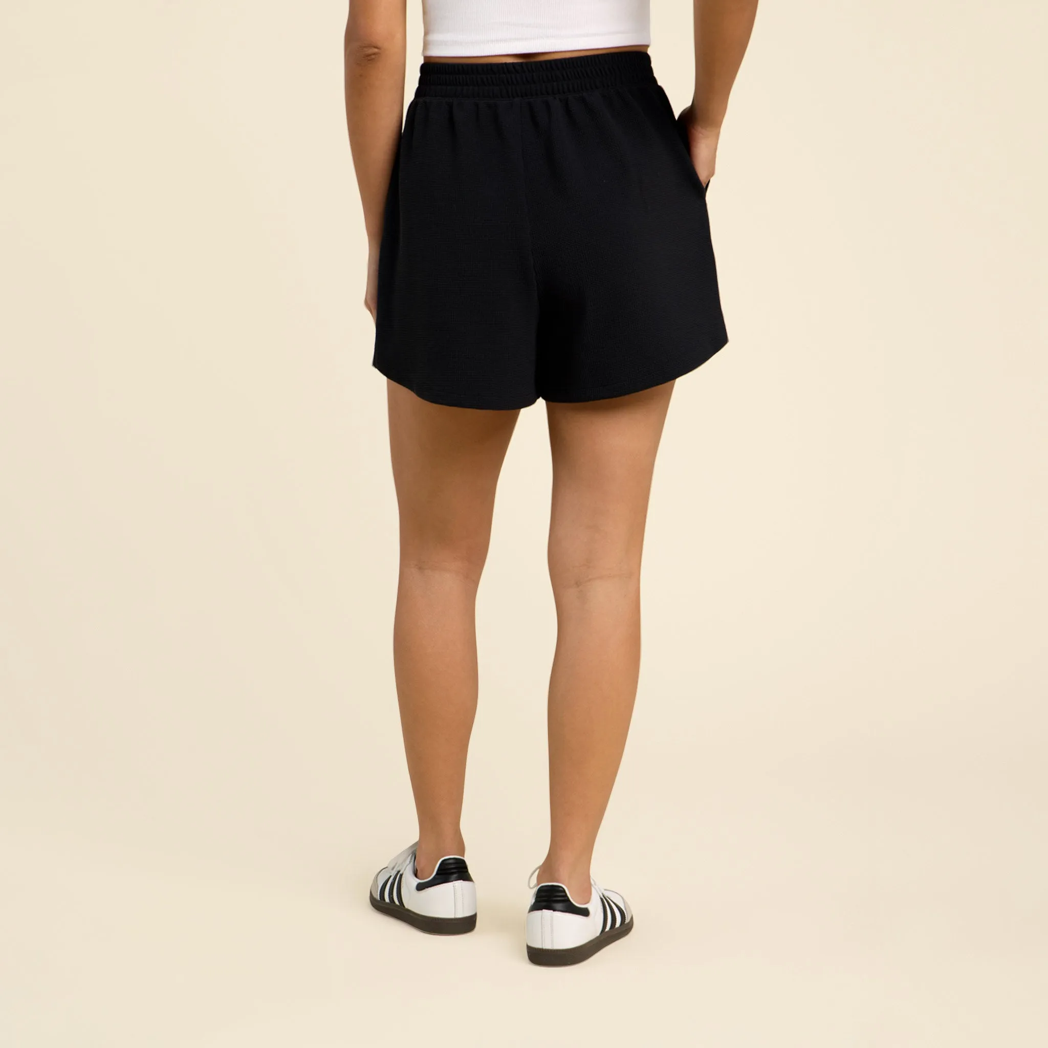 Sporty Waffle Shorts | Black