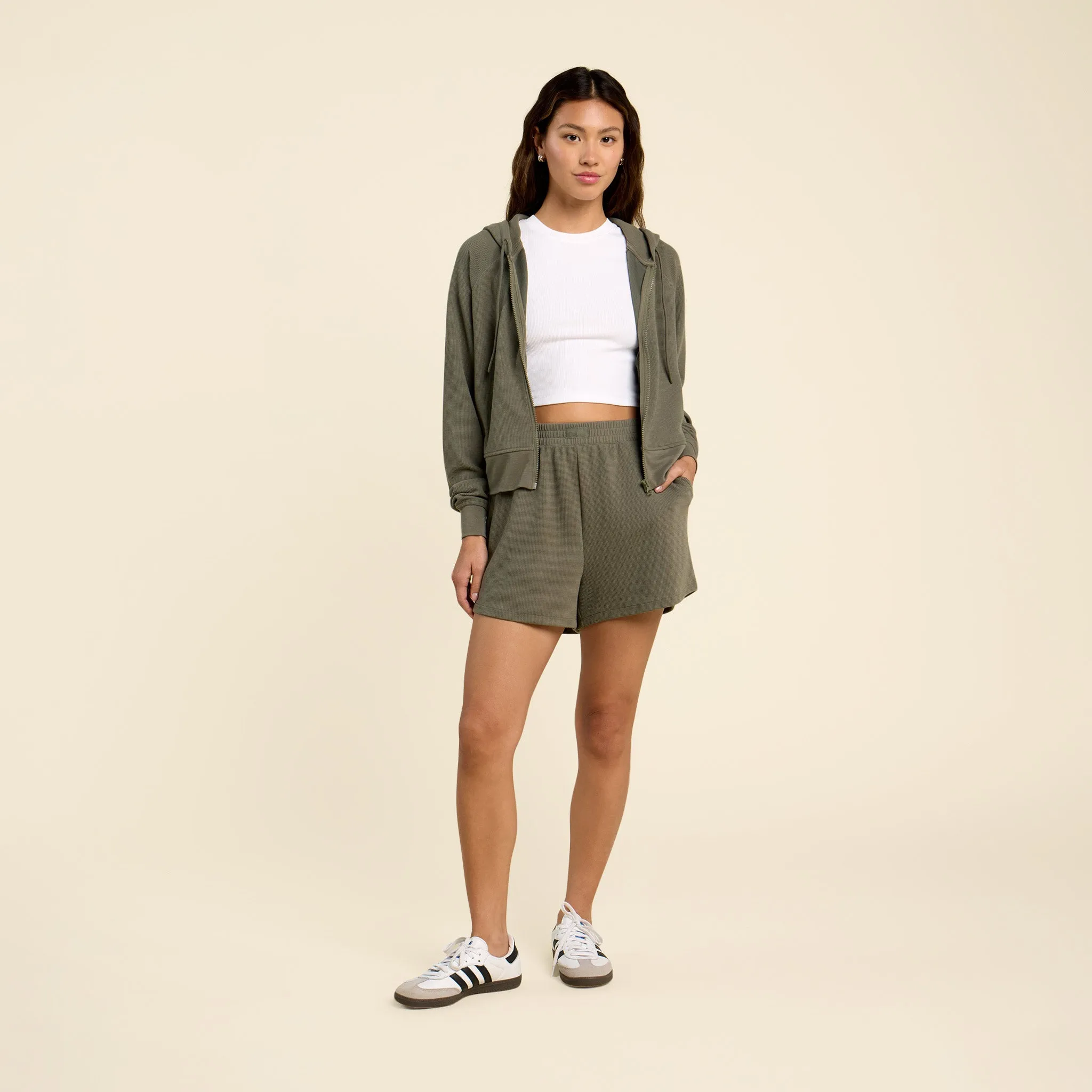 Sporty Waffle Shorts | Olive