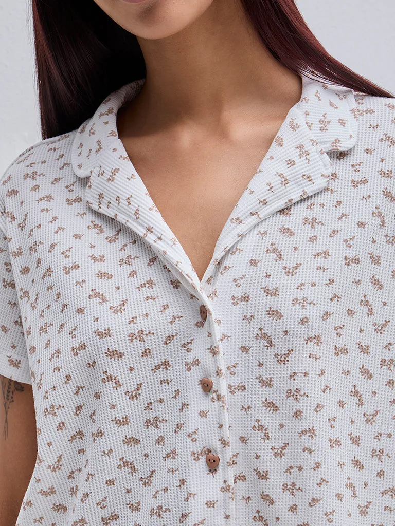 Superstar White Printed Cotton Blend Shirt