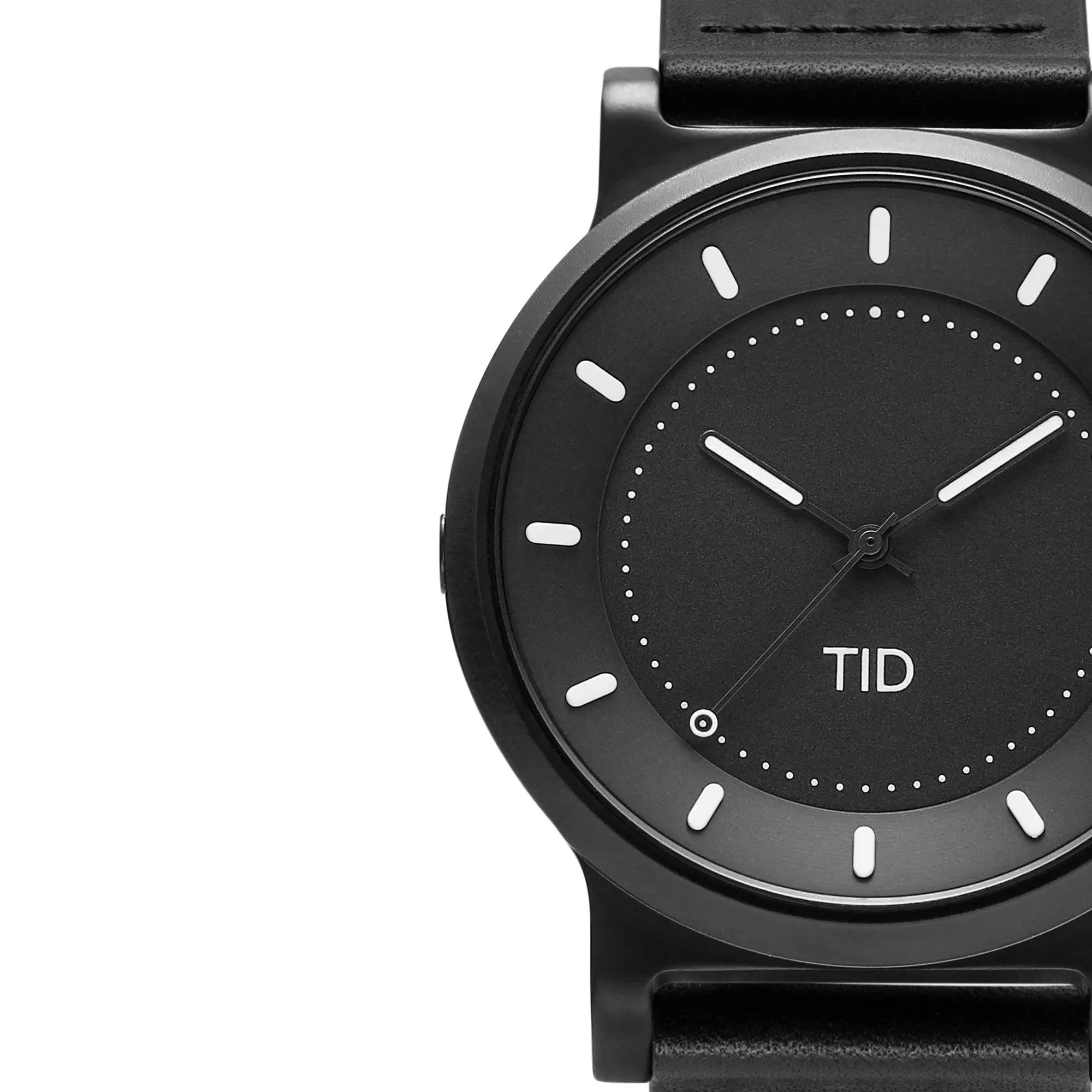 TID No.4 Watch for Men / 40mm Gun Metal Dial / Black Leather Strap