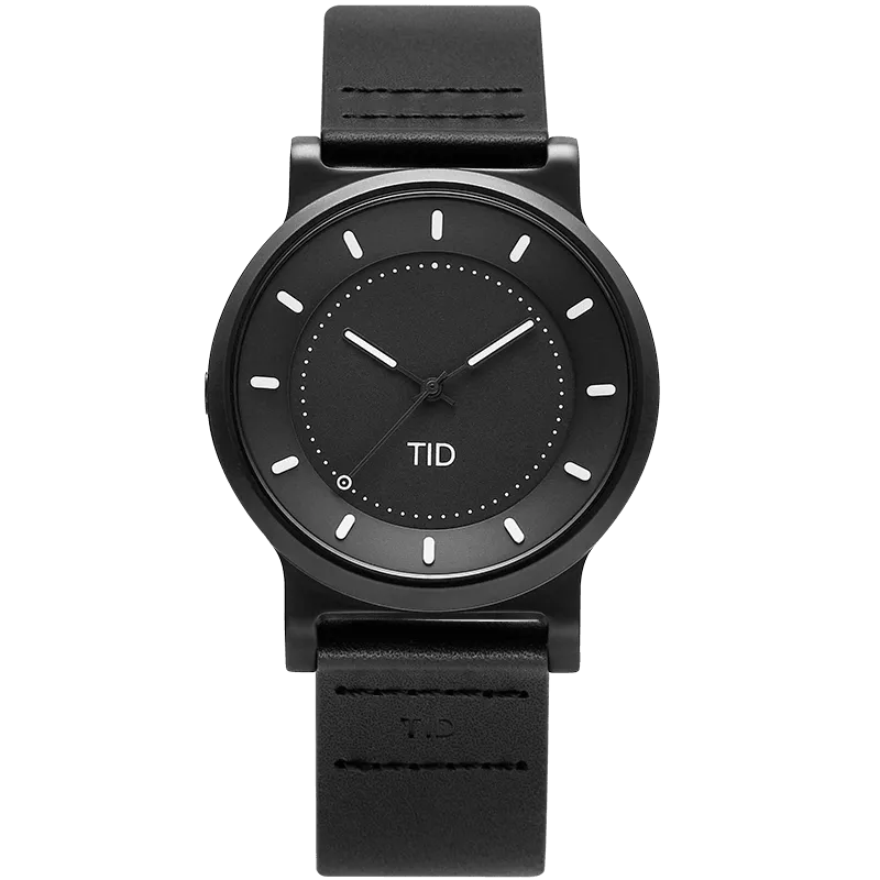 TID No.4 Watch for Men / 40mm Gun Metal Dial / Black Leather Strap