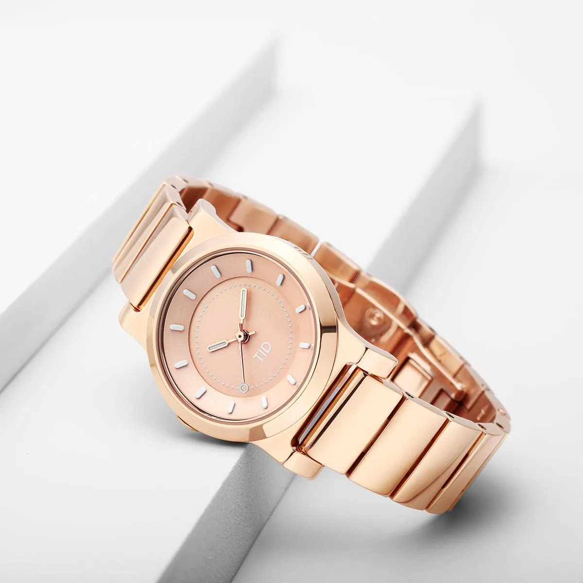 TID No.4 Watch for Women / 28mm Rose Gold Dial / Rose Gold Metal Strap