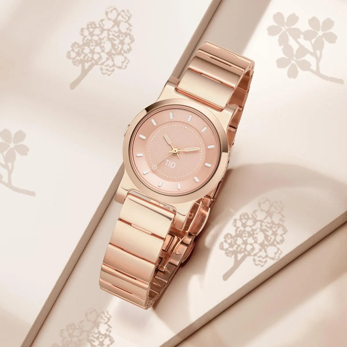 TID No.4 Watch for Women / 28mm Rose Gold Dial / Rose Gold Metal Strap