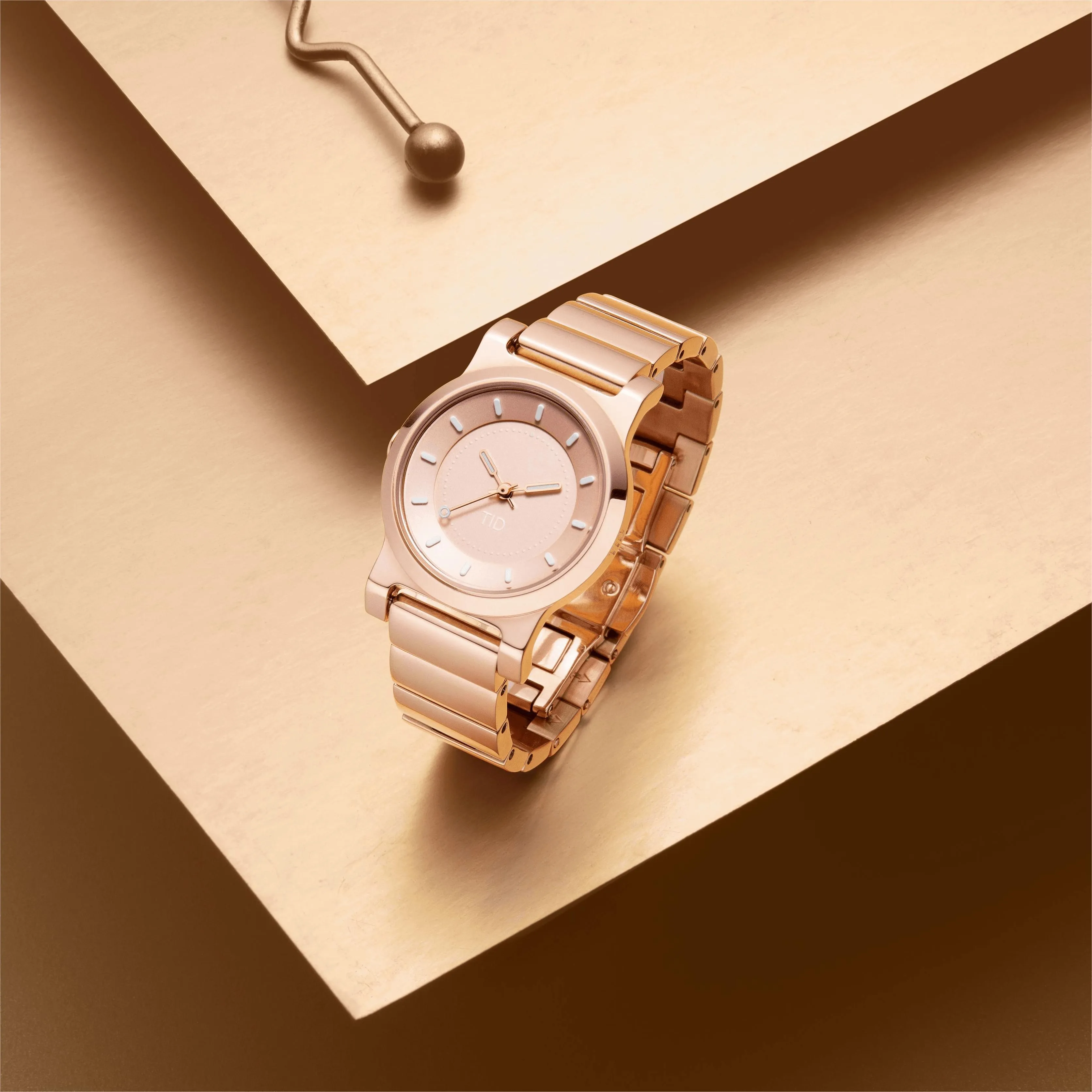 TID No.4 Watch for Women / 28mm Rose Gold Dial / Rose Gold Metal Strap